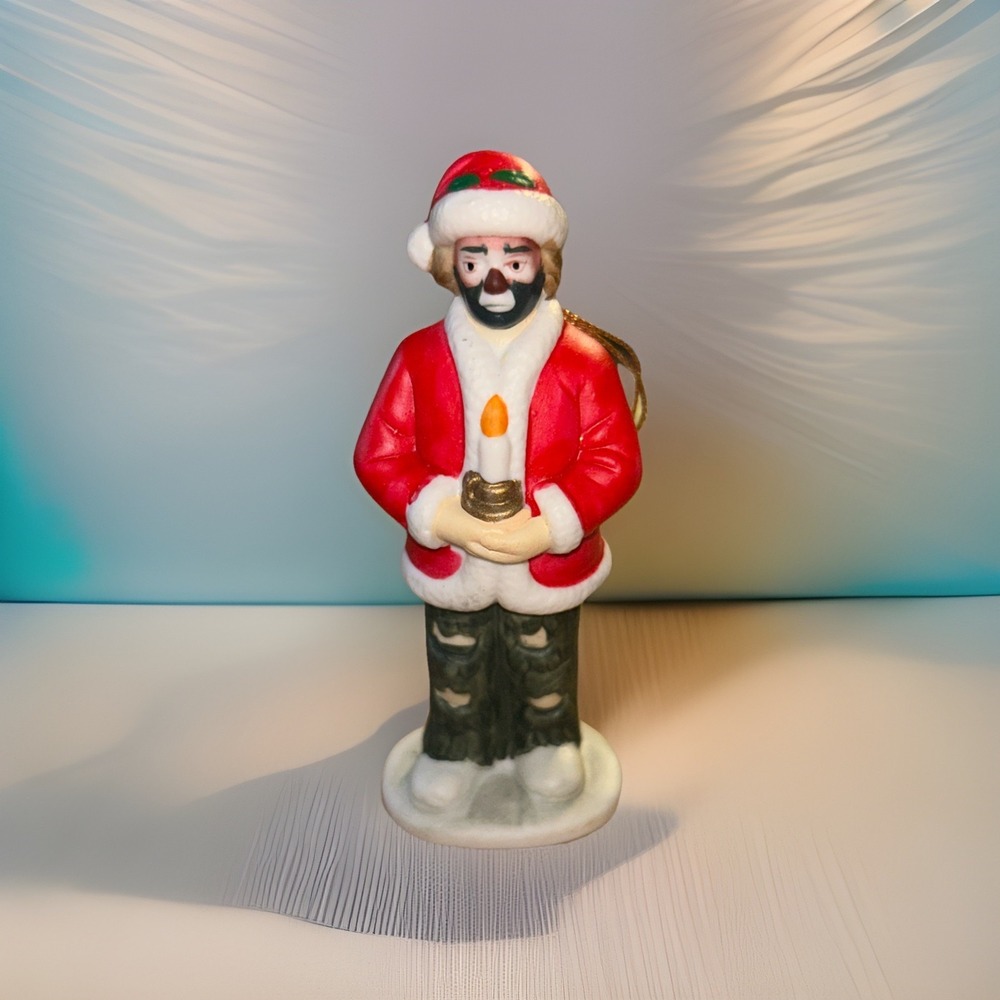 EMMETT KELLY JR PORCELAIN STATUE "SANTA WITH CANDLE" FLAMBRO CHRISTMAS ORNAMENT